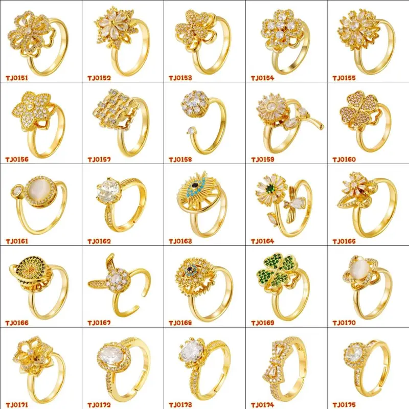 Adjustable Open Copper Rings with Butterfly, Star and Heart Designs