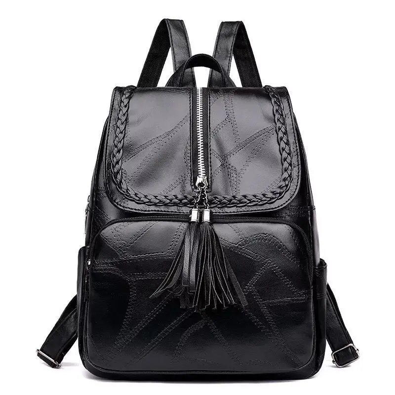 Korean-style women's backpack, tassel detail, large capacity