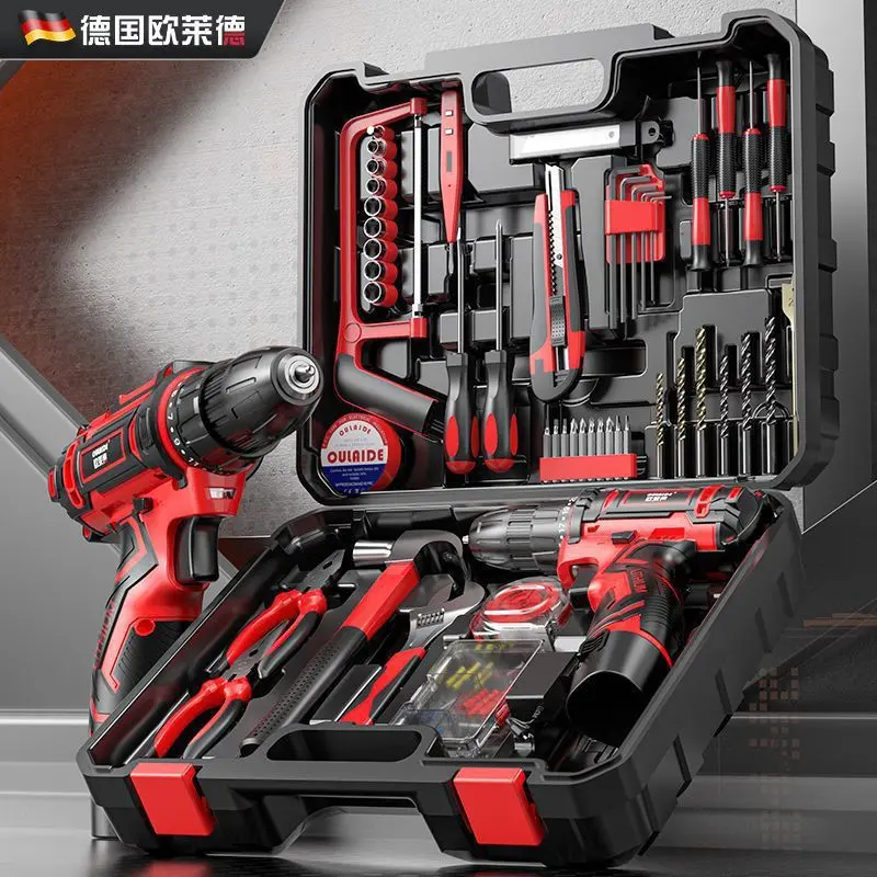 Multifunction electric drill kit with complete toolbox