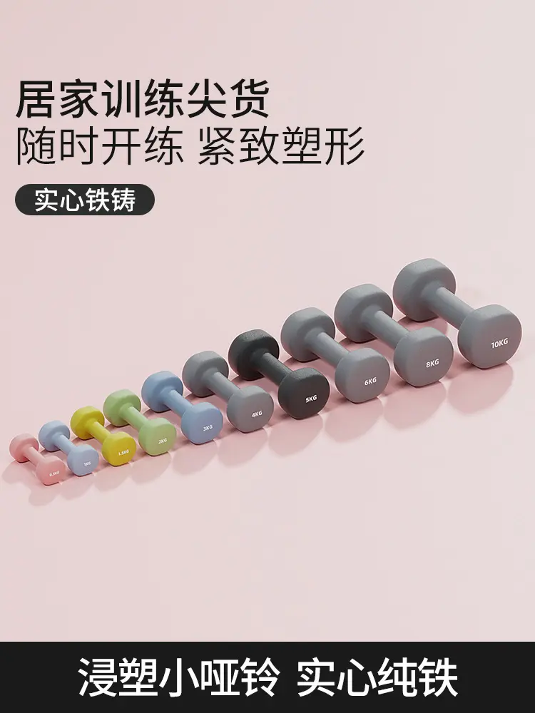 Plastic Coated Mini Dumbbell Solid Cast Iron for Women and Kids