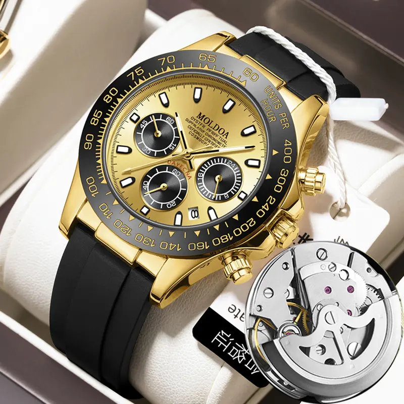 Herrenarmbanduhr mit Kalender, transparentes Design, wasserdicht
