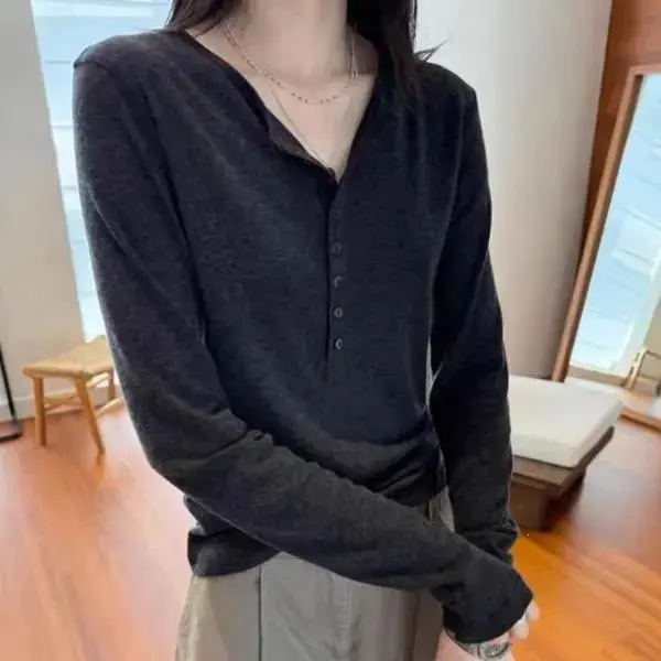 Women's Solid Color Half-Zip Long Sleeve T-Shirt, Plus Size Loose Fit