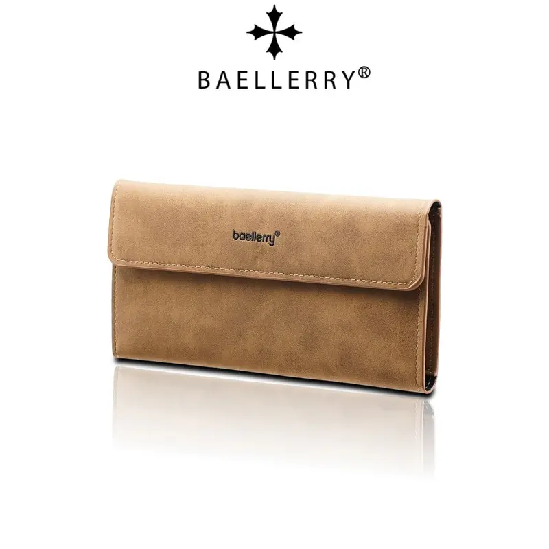 Men's Long Tri-Fold Leather Wallet with Multiple Card Slots