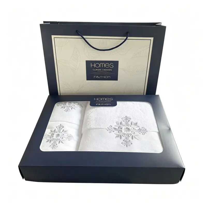 100% cotton embroidered hotel towel set, 3-piece, water-absorbent