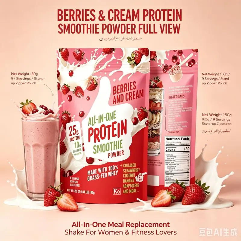 浆果奶油蛋白奶昔粉 All In One Protein Smoothie 草饲乳清胶原
