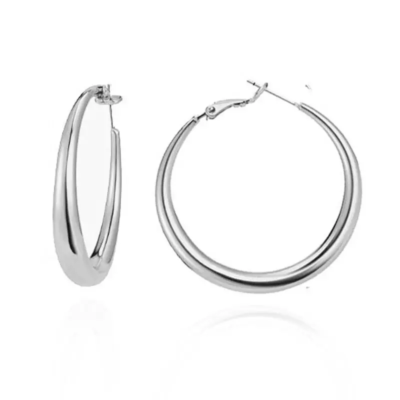 Metal Circle Large Earrings Titanium Alloy