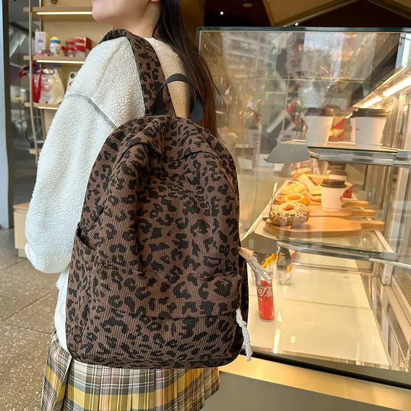 Leopard Print Backpack, Large Capacity, for College Students