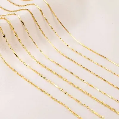 925 sterling silver necklace, thin chain, 18K gold plated