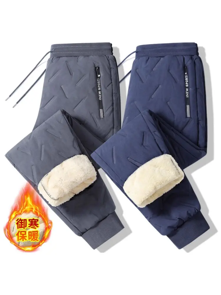 Men's Lamb Wool Fleece-Lined Cotton Casual Pants, Plus Size