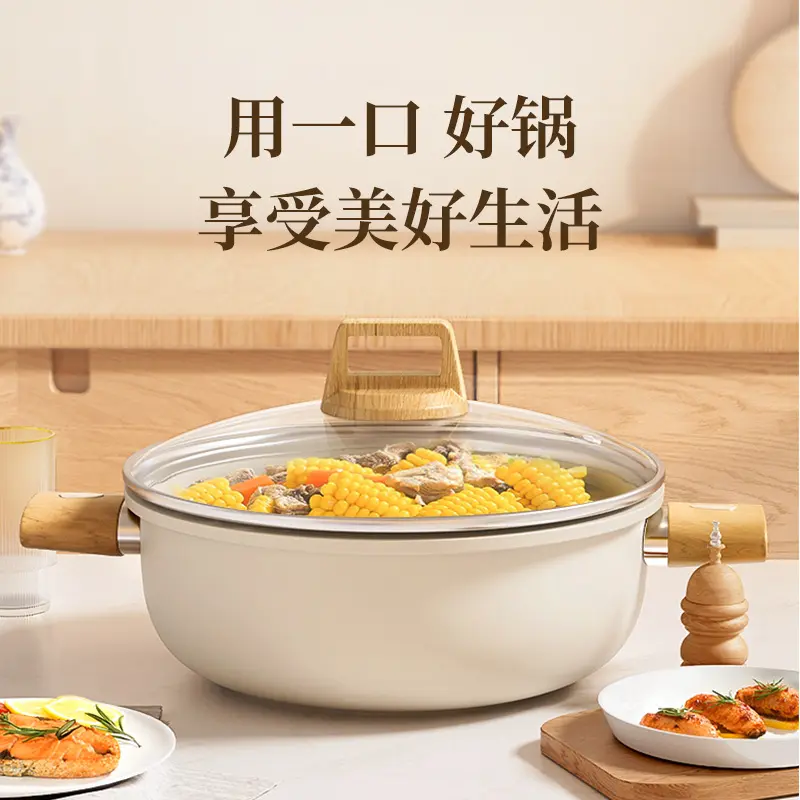 Ceramic Soup Pot, Non-Stick, Double-Handle, for Gas and Induction Cooktops
