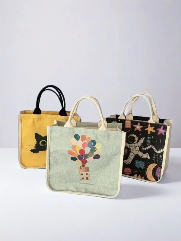 Mini Women's Canvas Handbag, Small Square Commuter Bag, Lightweight