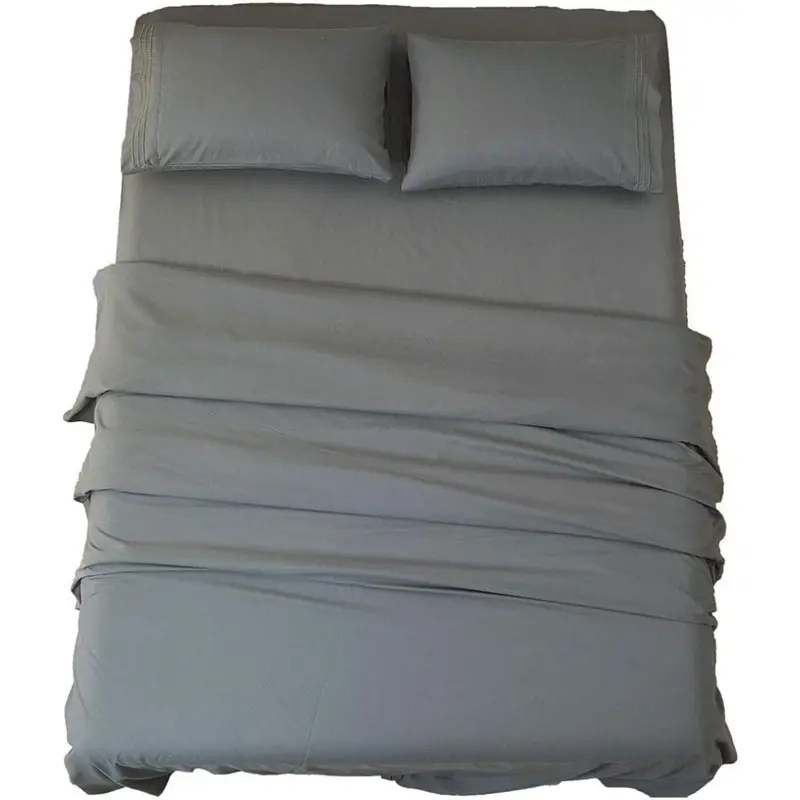 Solid Color Three-Piece Bed Skirt Set with Pillowcase and Dust Cover
