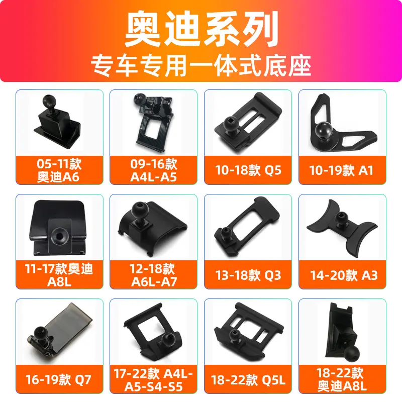 Phone Car Mount for Audi A3/A4L/A5/A6LL, Snap-On Base for Q2/Q3/Q5L/Q7