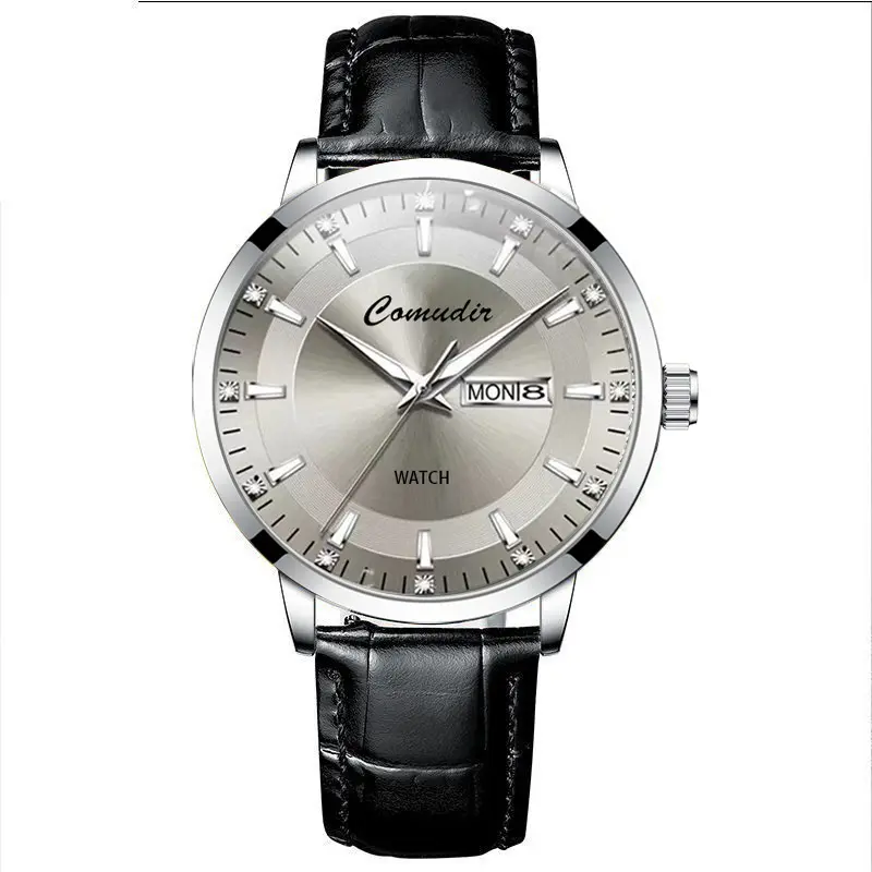 Automatic mechanical watch, hollow design, waterproof, luminous, dual calendar