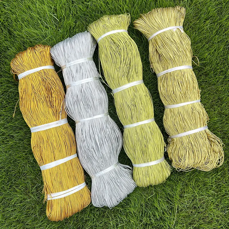 Round Elastic Cord, 2 mm, Gold and Silver, for Liquor Packaging