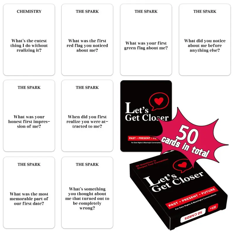 50-Card Creative Romantic Icebreaker Conversation Cards for Couples