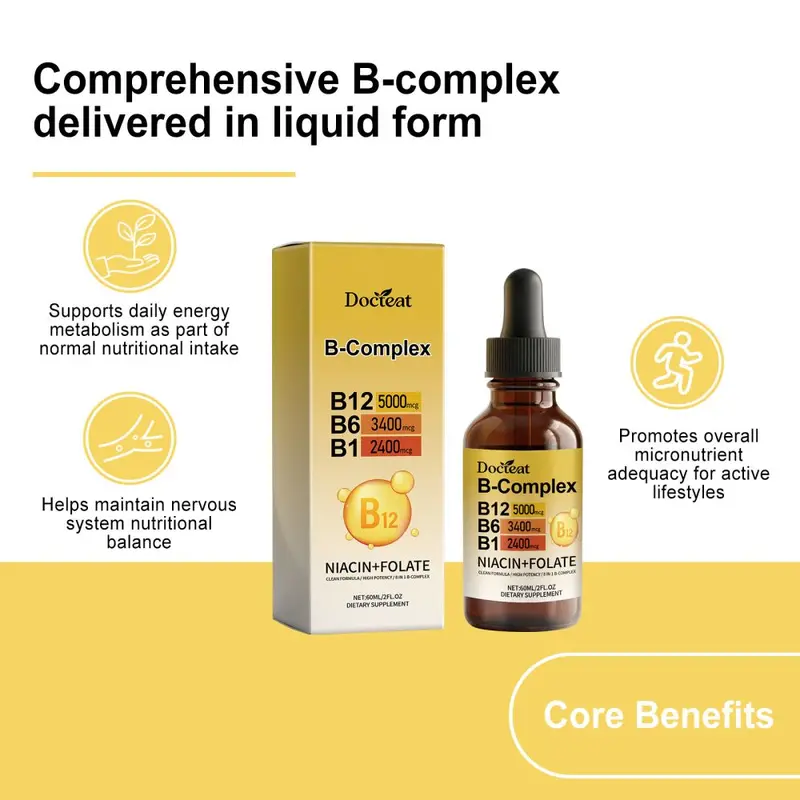 DOCTEAT Vitamin B Complex Supplement Drops for Adults