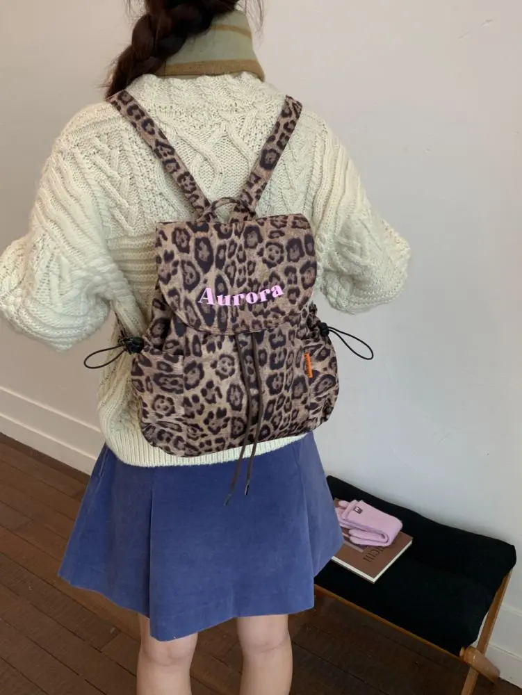 Leopard Print Women's Backpack, Large Capacity Lightweight Schoolbag