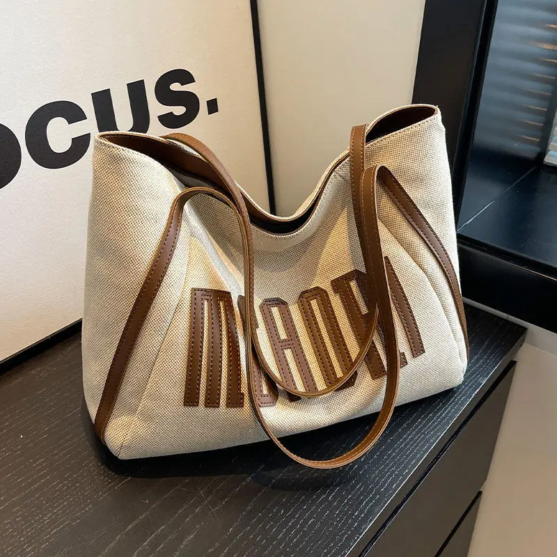 Women's Large Canvas Tote Bag, Single Shoulder Strap
