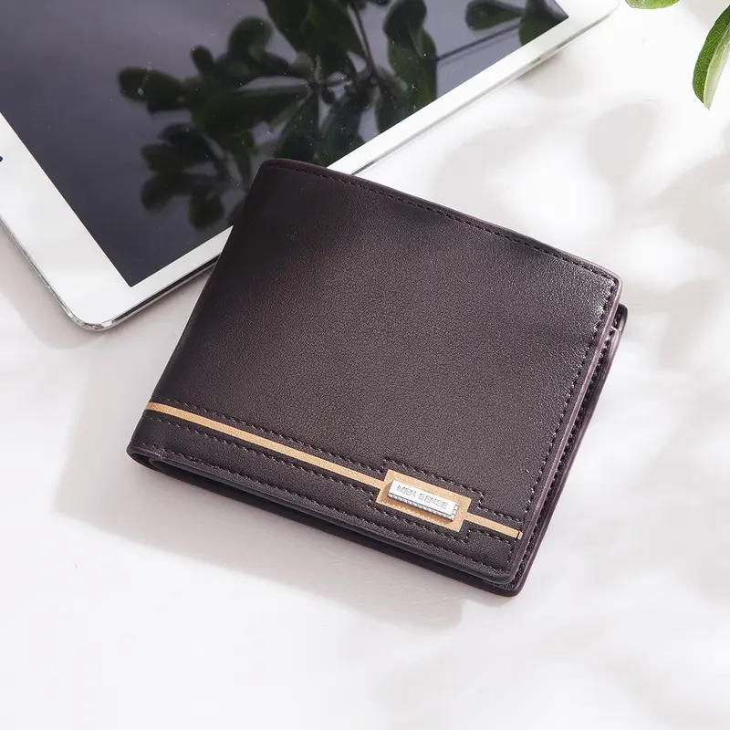 Men's Short Bifold Wallet, PU, Multi-Card Slots, Large Capacity