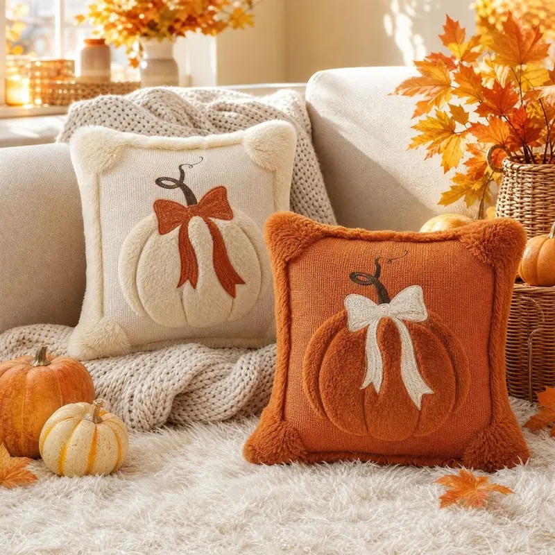 Neue Chenille-Stickerei Kürbis Kissenbezug Maßanfertigung Halloween Kissenbezug Amazon Thanksgiving Sofa Dekoration Kissen Überzug