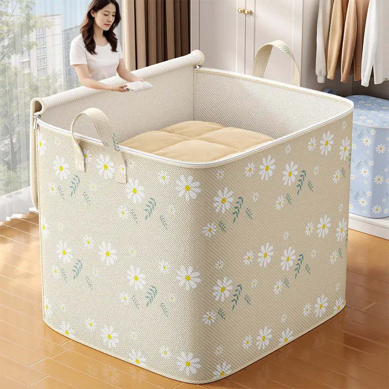 Foldable storage box, large capacity, with handles