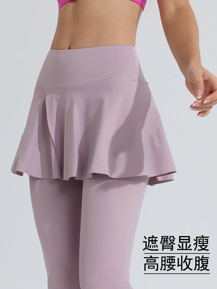 Kadın Yoga Pantolonu, Sahte İki Parça Görünüm, Cepli, Yüksek Bel