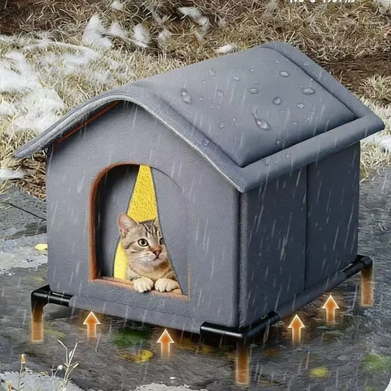 Enclosed Outdoor Cat House, Windproof and Waterproof