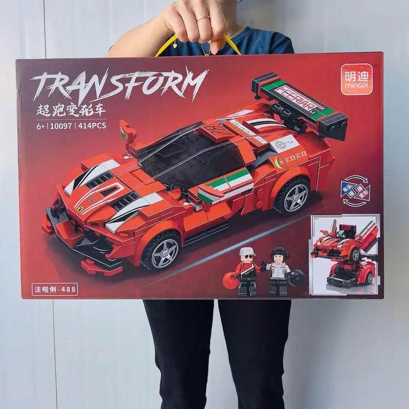 Transforming Sports Car Building Block Set, Large Gift Box for Boys