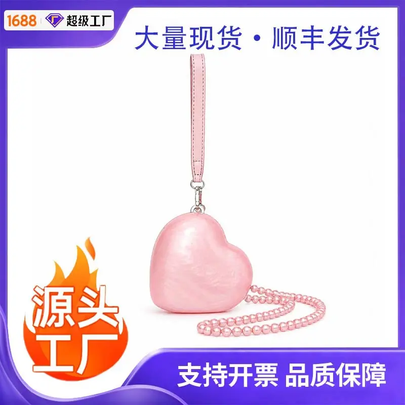 Transparent Acrylic Women's Evening Bag, Pink Heart Design