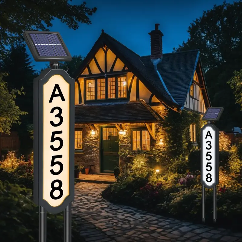 Solar LED Ground Plug House Number Light, Outdoor