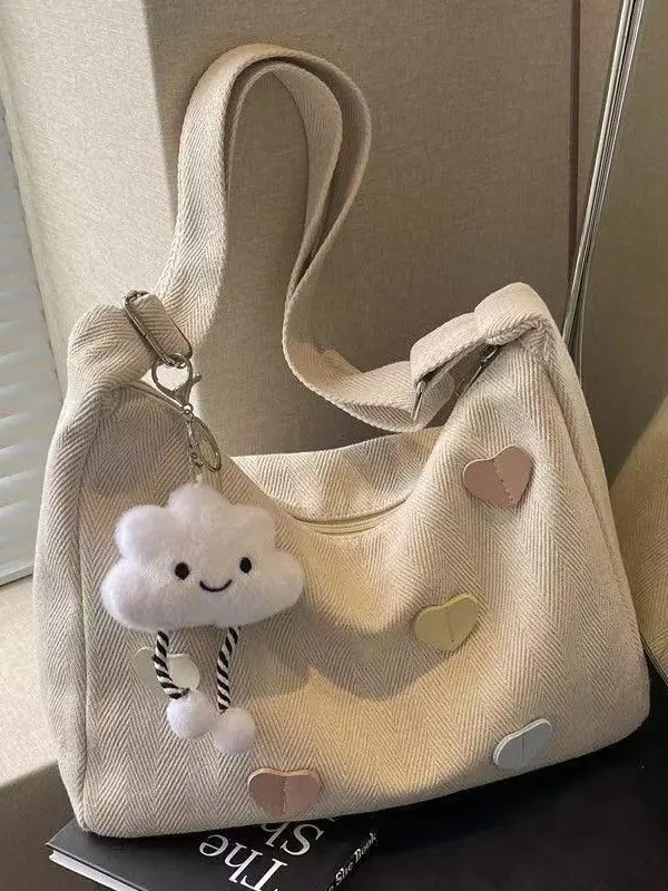 Women's Large Canvas Dumpling Single-Shoulder Crossbody Bag