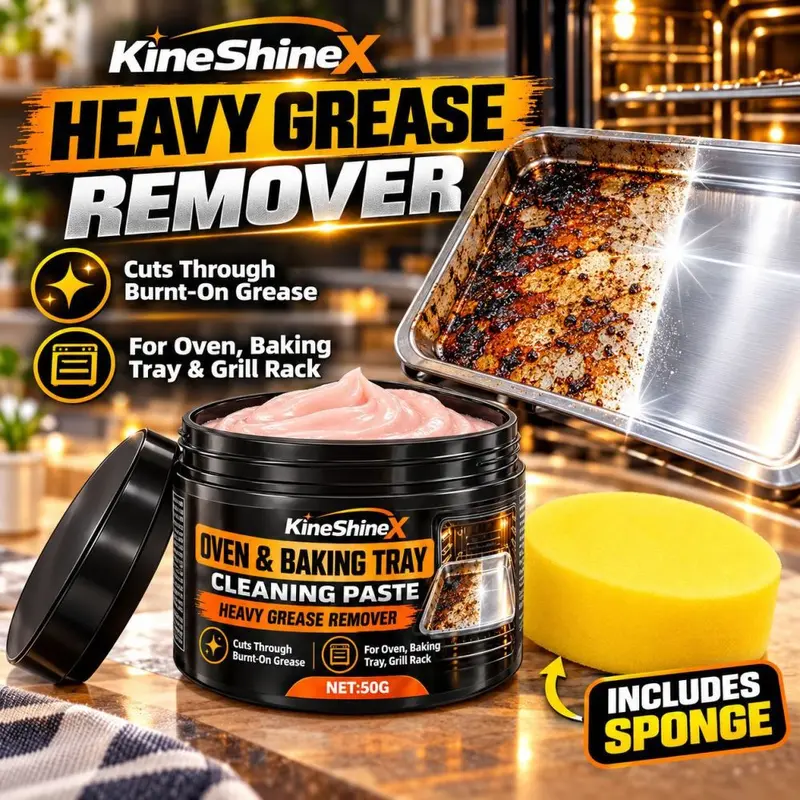 KineShineX Oven Heavy-Duty Degreasing Paste Set, 50g, with Yellow Sponge