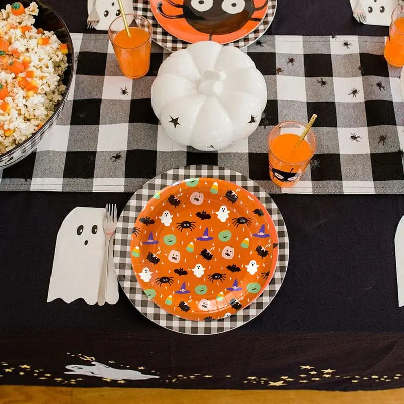 Halloween Kürbis-Einwegpapierteller in Kürbisform, 8 Stück