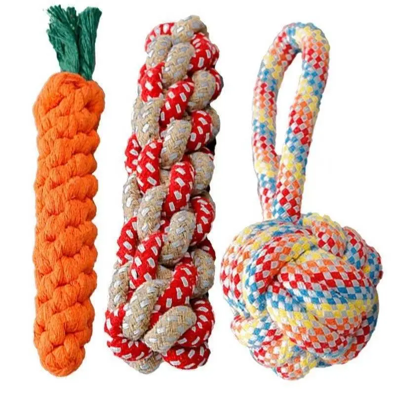 Dog Teething Rope Toy Set, Bite-Resistant Braided Knot with Frisbee