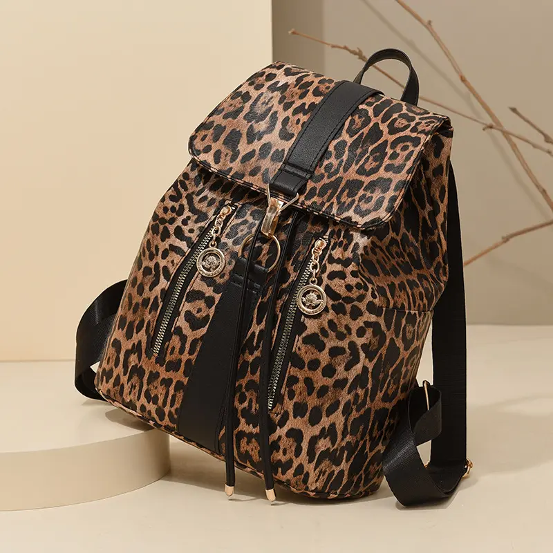 Leichter Leopardenmuster-Rucksack, zweifach nutzbar, Retro-Stil