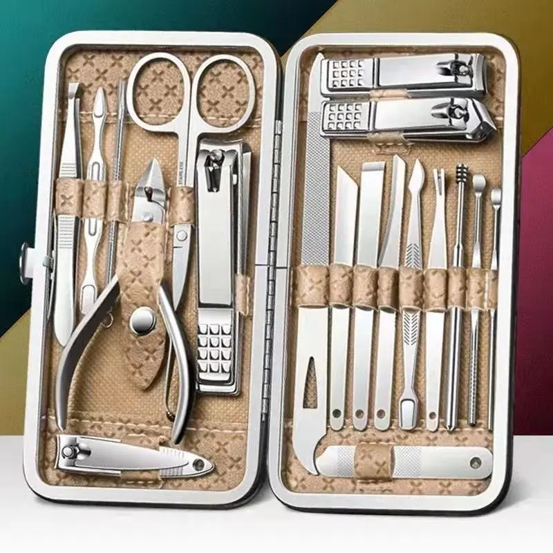 Stainless steel beauty set, 19-piece, nail and skin care