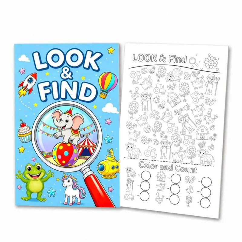 Look and Find Activity Book for Children Aged 3-8, Observation Training
