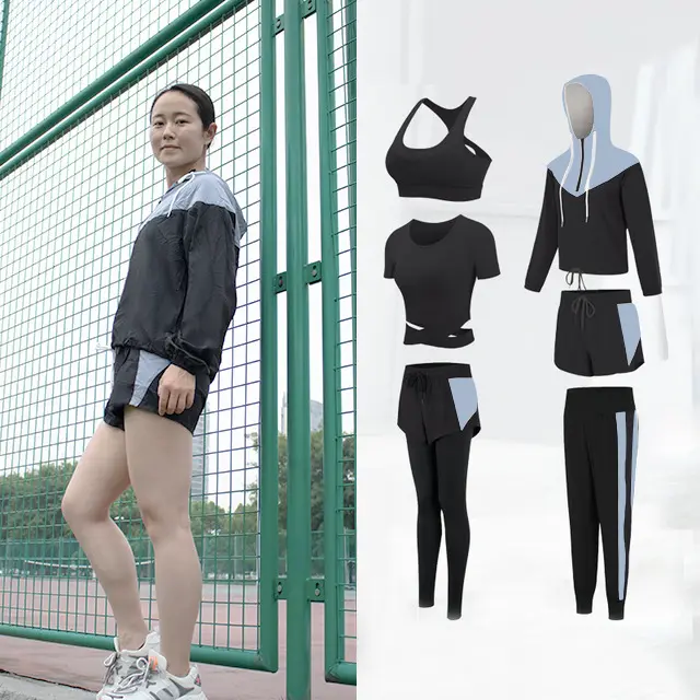 Damen-Sportset, sechsteilig, schweißtreibend
