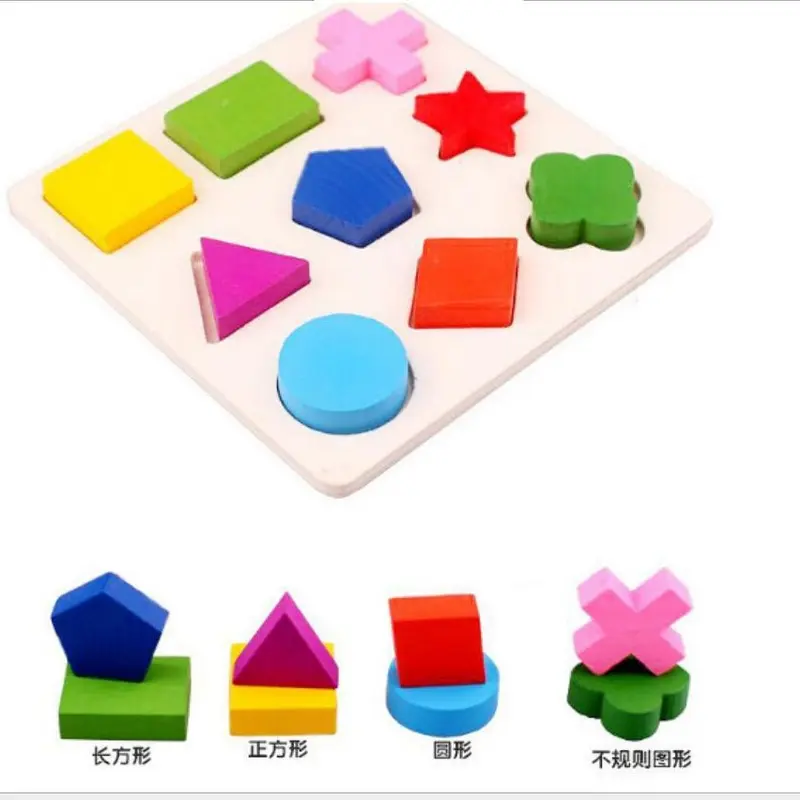 Wooden Shape and Color Sorting Board, Geometric Educational Blocks
