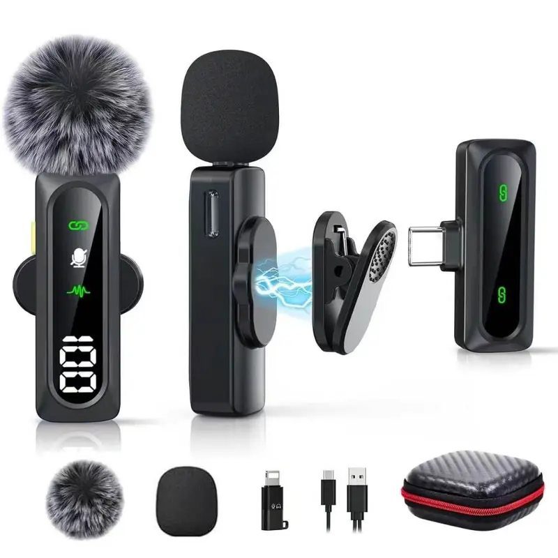 S2 Wireless Lavalier Microphone with Magnetic Clip and Digital Display