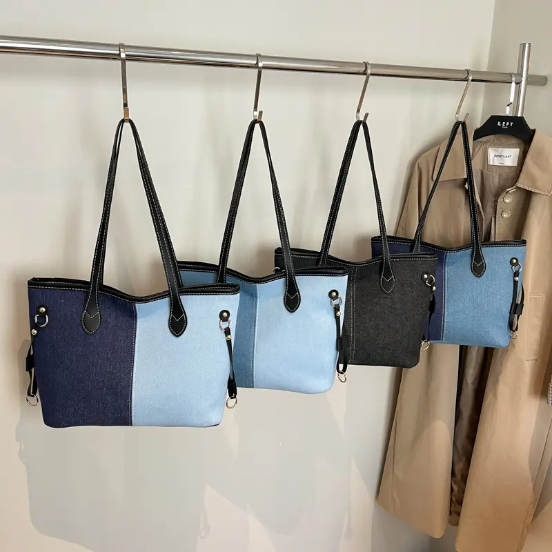Women's Large Capacity Tote Bag, Patchwork Underarm Bag for Commuting