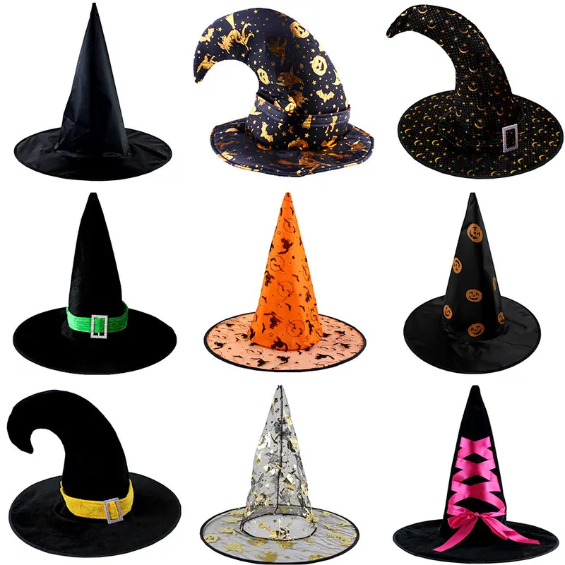 Halloween Witch Hat Wizard Hat Printed Pumpkin Party Hat
