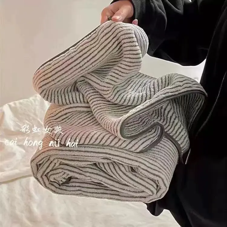 Oversized Bath Towel Hair Drying Cap Set, Soft Absorbent Adult Bathing Thickened Home Three-Piece Set