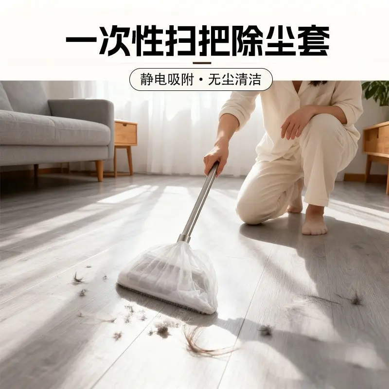 Disposable Broom Cover Set for Dust and Hair Removal, Non-Woven Fabric