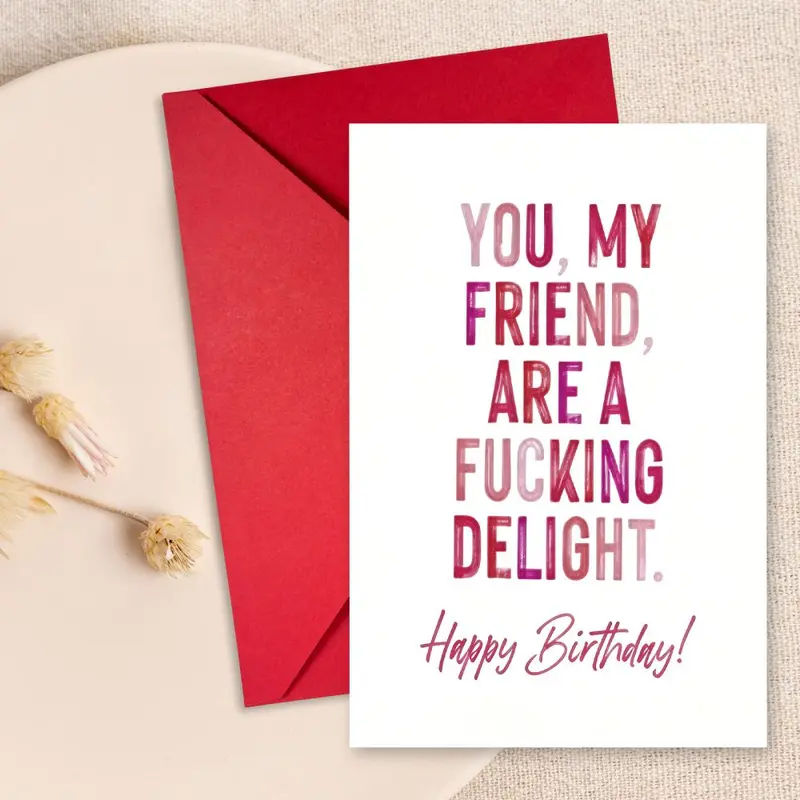 Minimalist Text Birthday Greeting Card with Envelope Set