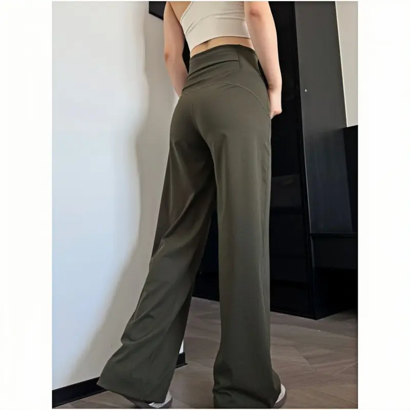Damen-Yogahose mit hohem Bund und weitem Bein, locker, atmungsaktiv