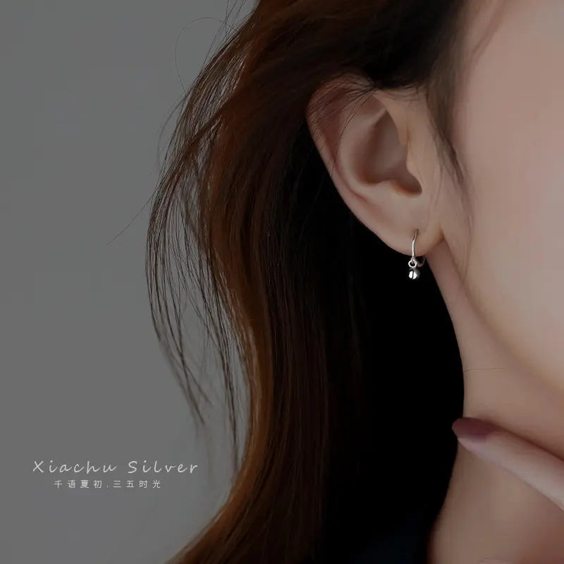 925 Sterling Silver Small Beaded Earrings Women