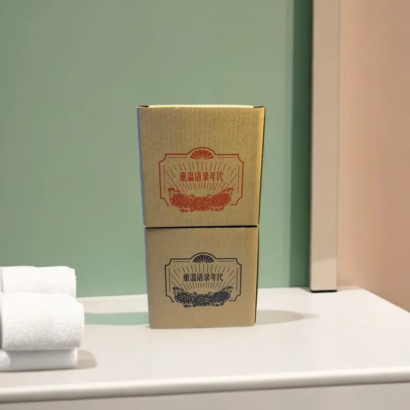 Brown Kraft Box and Blue Bag for Enamel Mugs, Biodegradable
