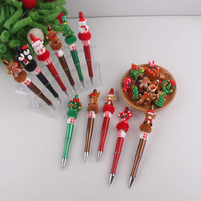 Bunter Weihnachts-Gelstift mit Silikonperlen
